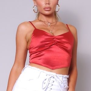 NEW V-Neck Gathered Detail Crop Top